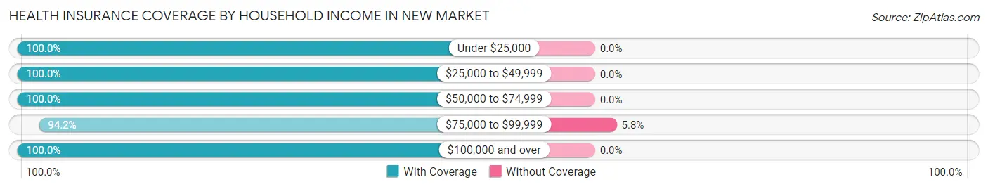 Health Insurance Coverage by Household Income in New Market