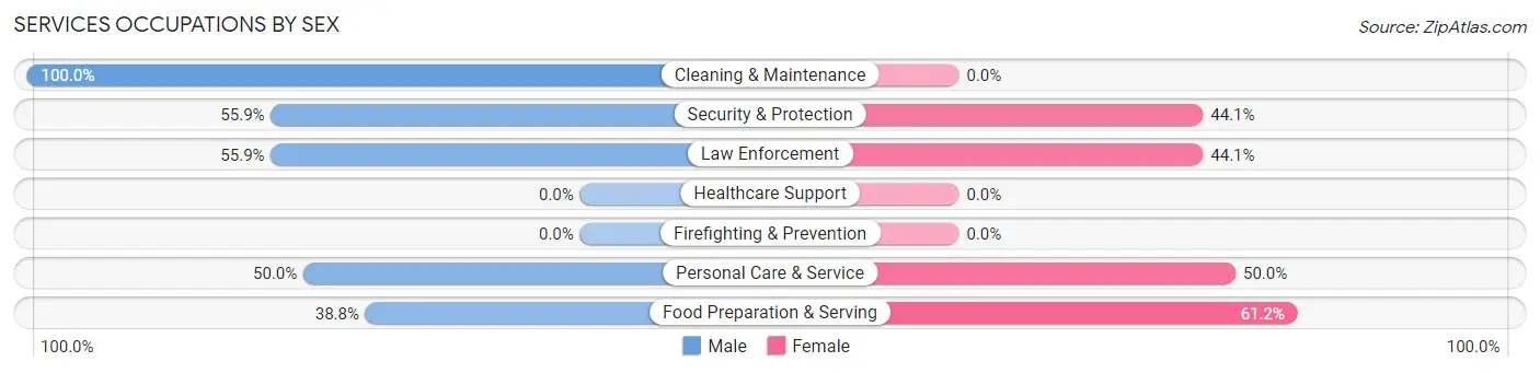 Services Occupations by Sex in North East