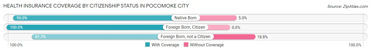 Health Insurance Coverage by Citizenship Status in Pocomoke City