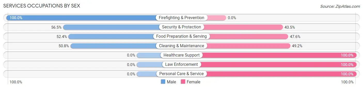 Services Occupations by Sex in Pocomoke City