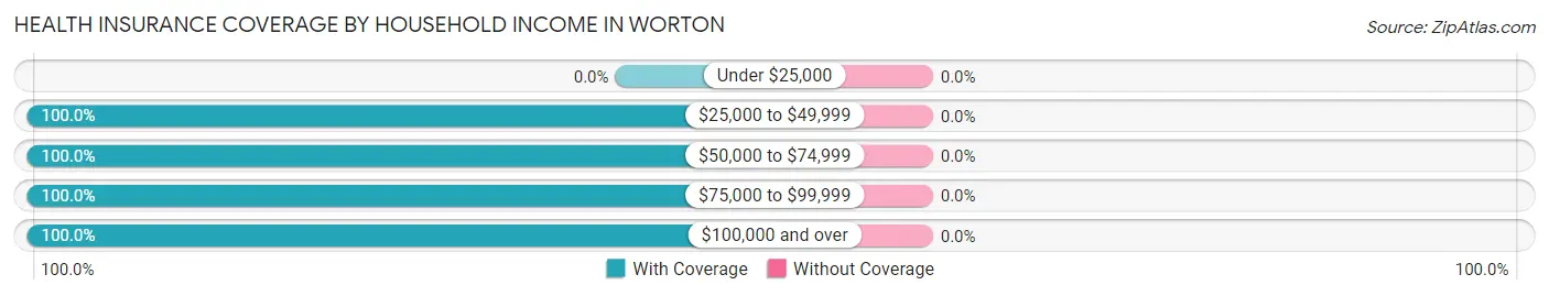 Health Insurance Coverage by Household Income in Worton