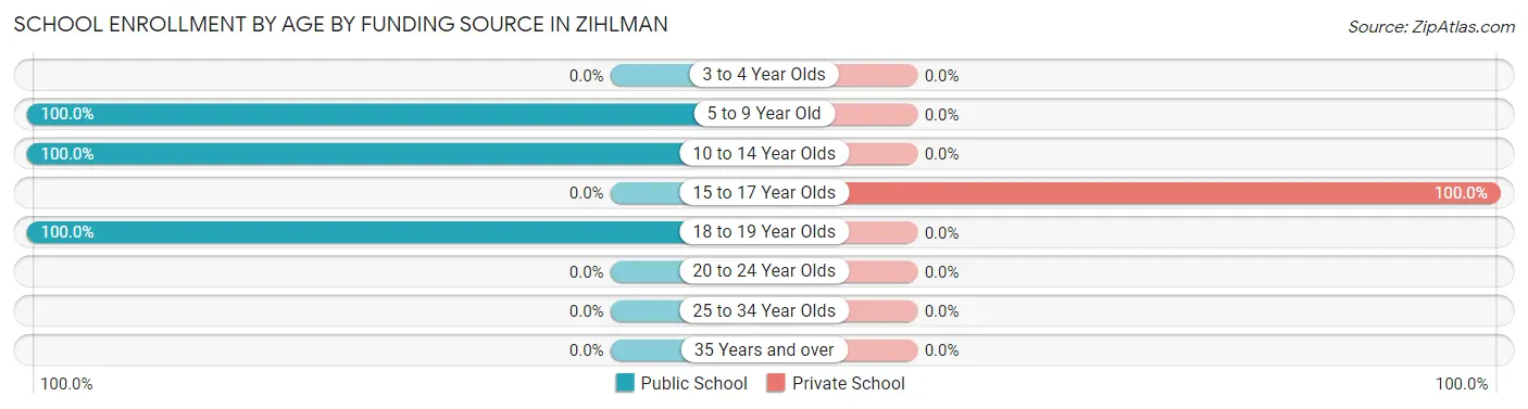 School Enrollment by Age by Funding Source in Zihlman