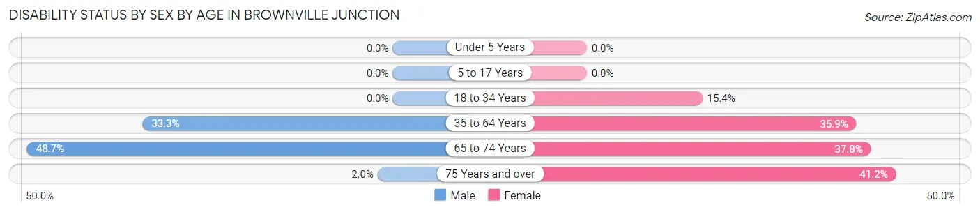 Disability Status by Sex by Age in Brownville Junction