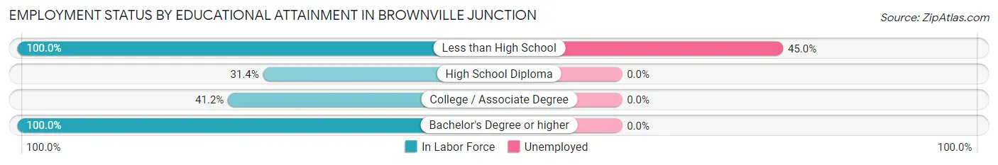 Employment Status by Educational Attainment in Brownville Junction