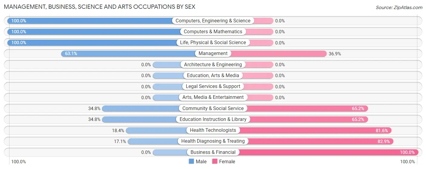 Management, Business, Science and Arts Occupations by Sex in Fort Kent