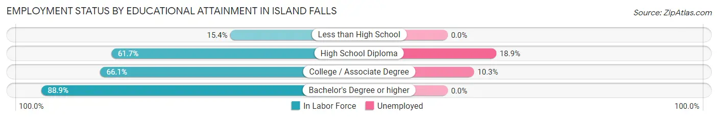 Employment Status by Educational Attainment in Island Falls