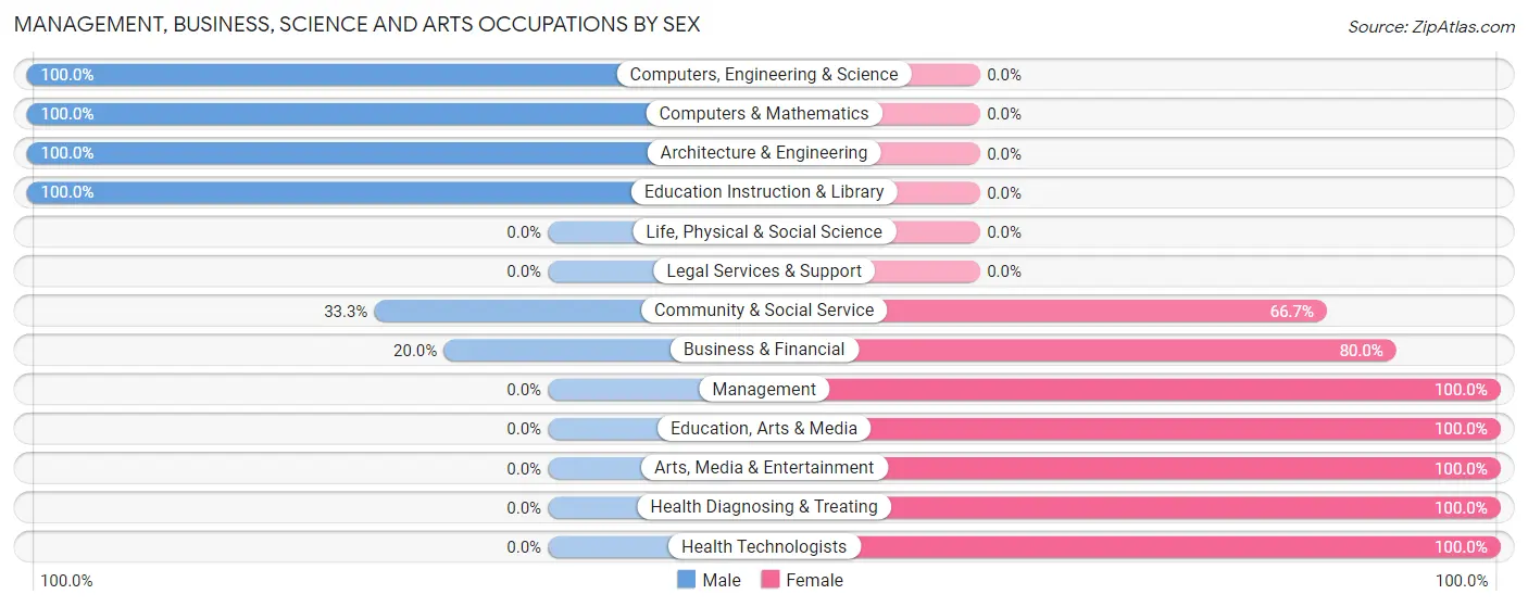 Management, Business, Science and Arts Occupations by Sex in Island Falls