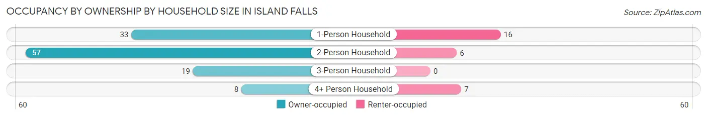 Occupancy by Ownership by Household Size in Island Falls