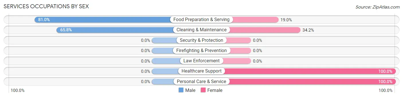 Services Occupations by Sex in Kezar Falls