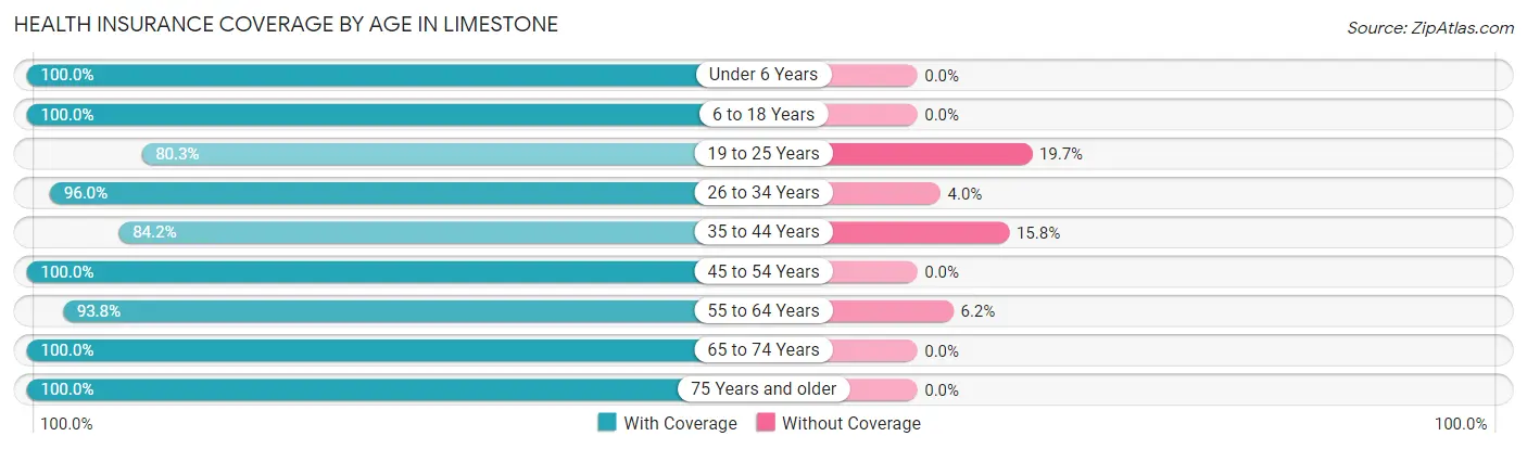 Health Insurance Coverage by Age in Limestone