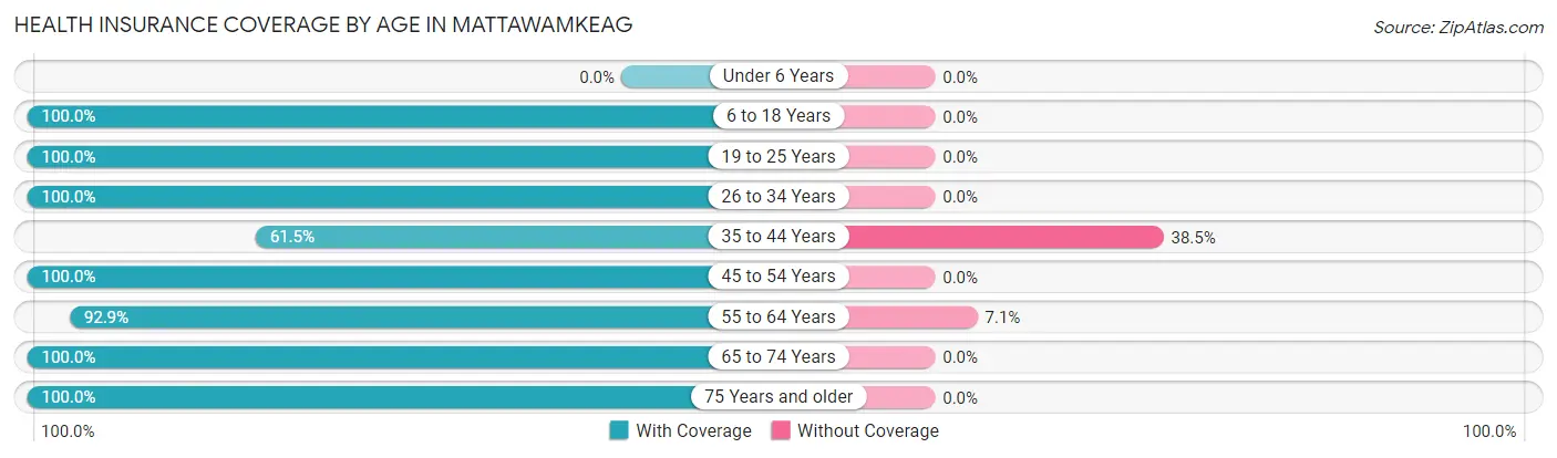 Health Insurance Coverage by Age in Mattawamkeag