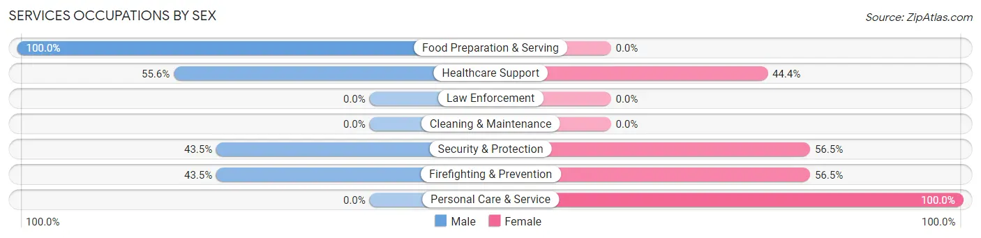 Services Occupations by Sex in Mattawamkeag
