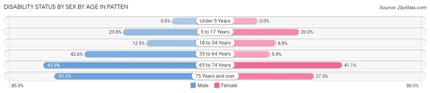 Disability Status by Sex by Age in Patten