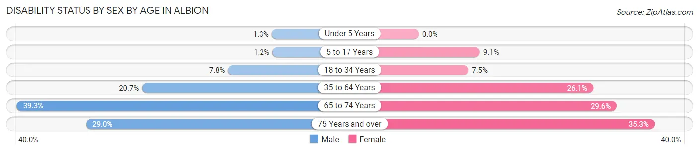 Disability Status by Sex by Age in Albion