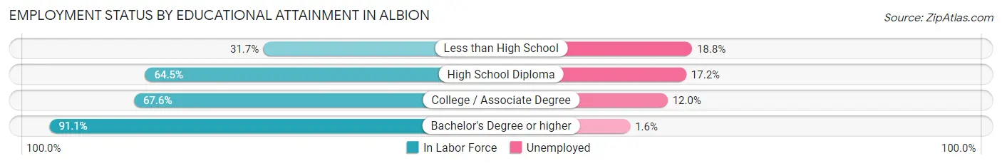 Employment Status by Educational Attainment in Albion