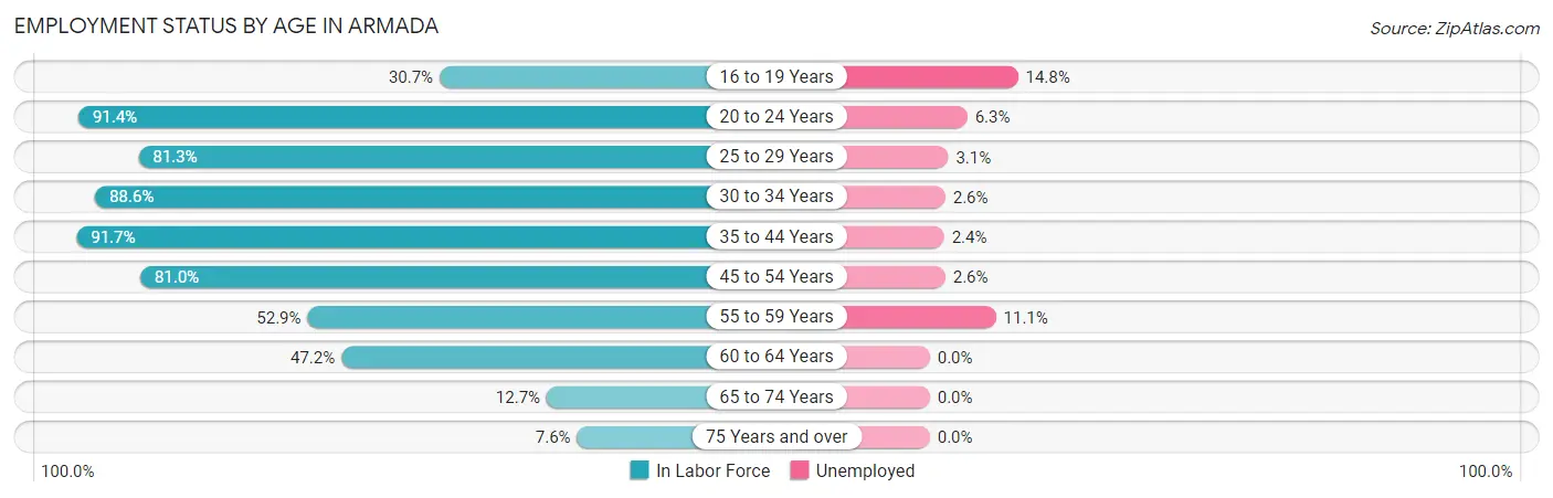 Employment Status by Age in Armada