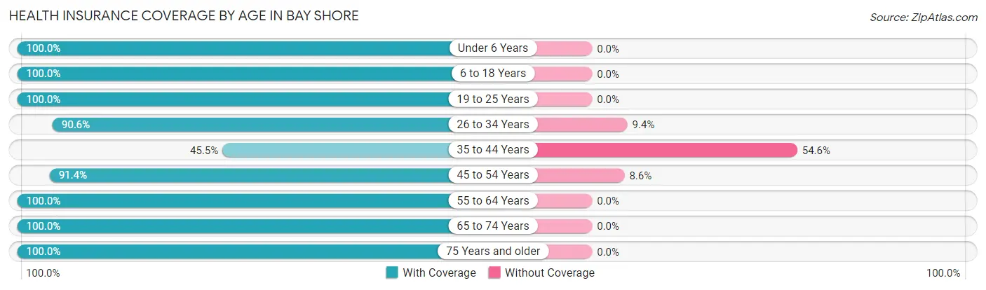 Health Insurance Coverage by Age in Bay Shore