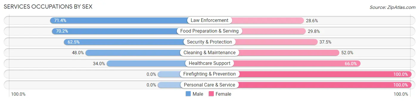 Services Occupations by Sex in Breckenridge