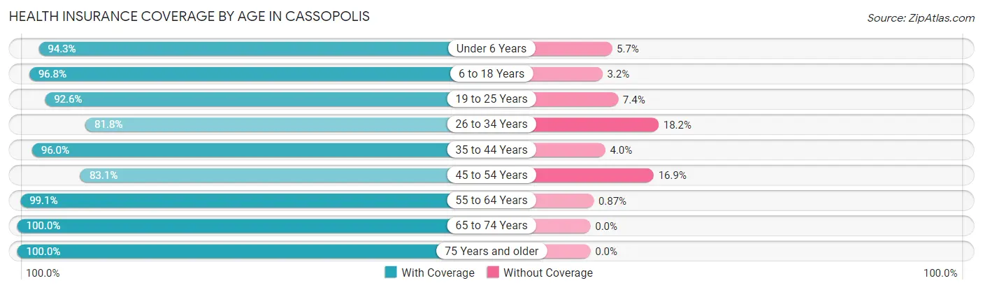 Health Insurance Coverage by Age in Cassopolis