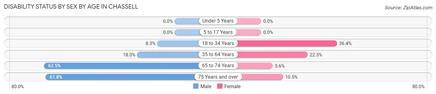 Disability Status by Sex by Age in Chassell