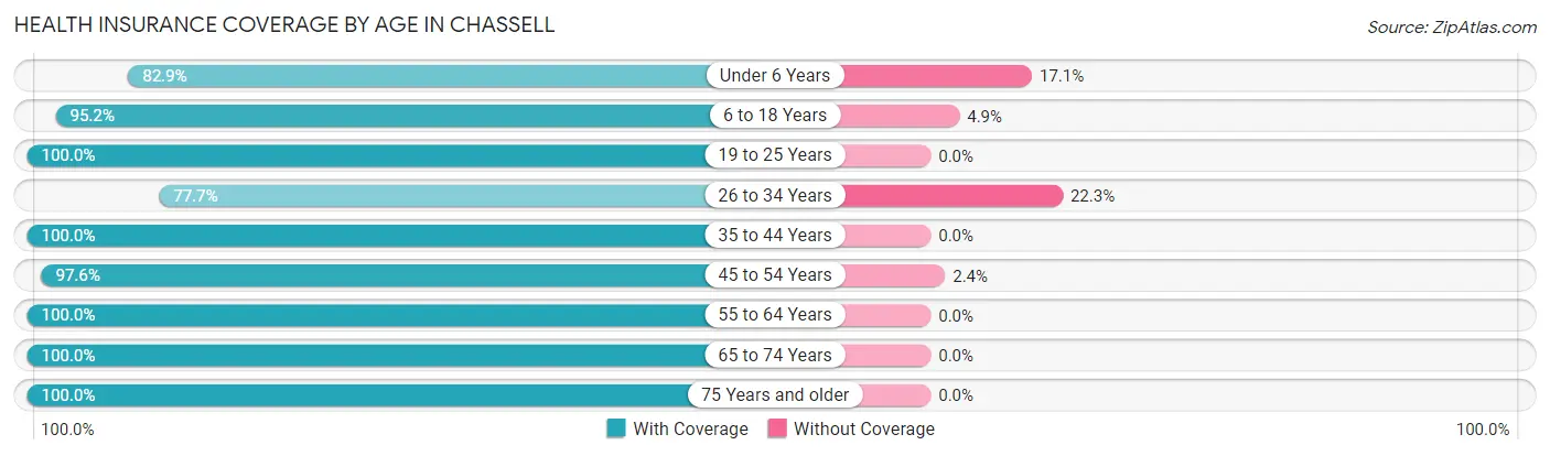Health Insurance Coverage by Age in Chassell