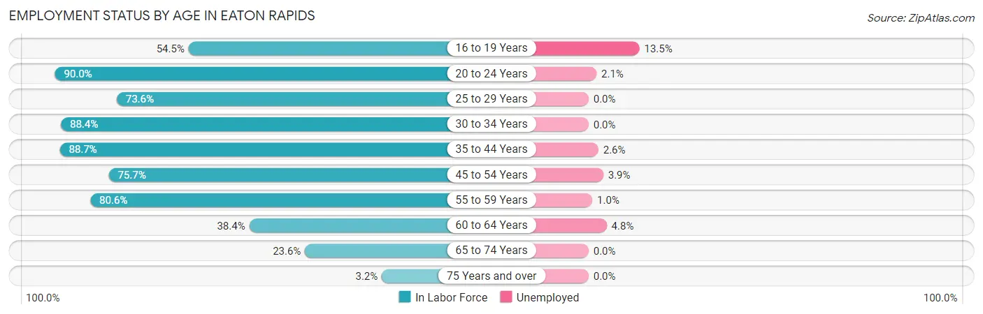 Employment Status by Age in Eaton Rapids