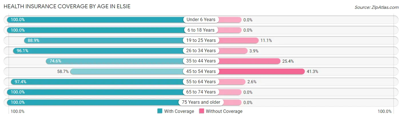 Health Insurance Coverage by Age in Elsie