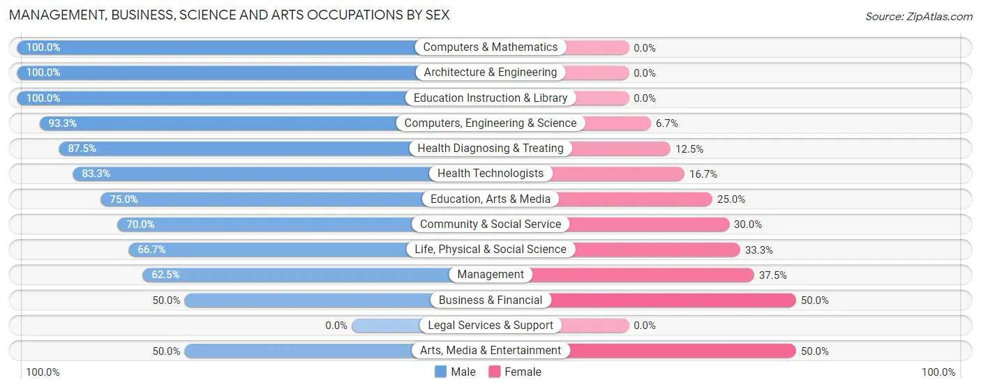Management, Business, Science and Arts Occupations by Sex in Estral Beach
