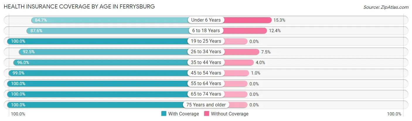 Health Insurance Coverage by Age in Ferrysburg