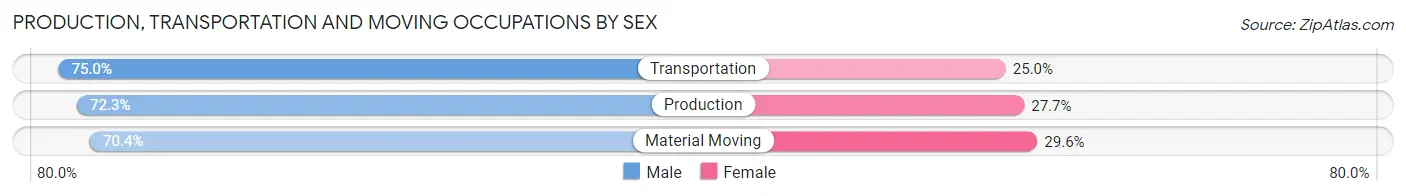 Production, Transportation and Moving Occupations by Sex in Galesburg