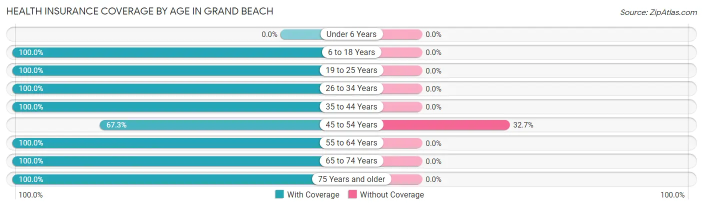 Health Insurance Coverage by Age in Grand Beach