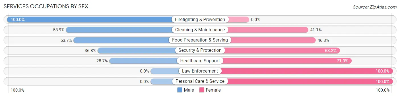 Services Occupations by Sex in Grand Ledge