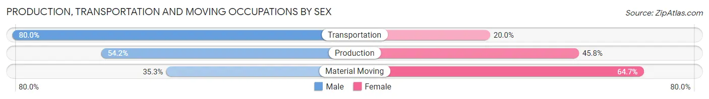 Production, Transportation and Moving Occupations by Sex in Grayling