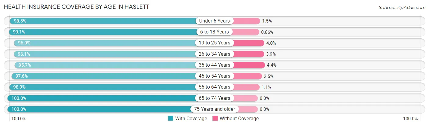 Health Insurance Coverage by Age in Haslett