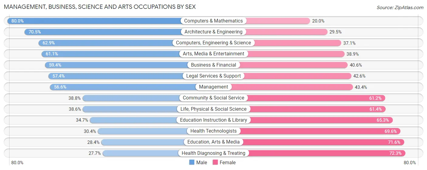 Management, Business, Science and Arts Occupations by Sex in Haslett