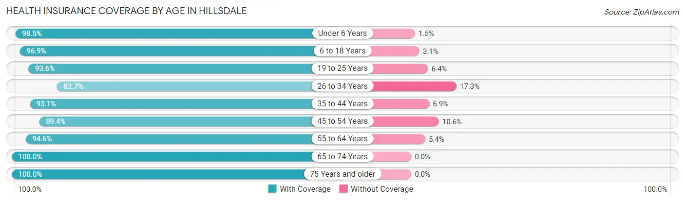 Health Insurance Coverage by Age in Hillsdale