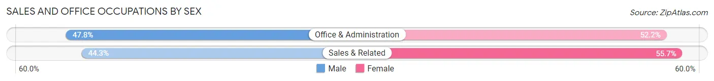 Sales and Office Occupations by Sex in Hillsdale
