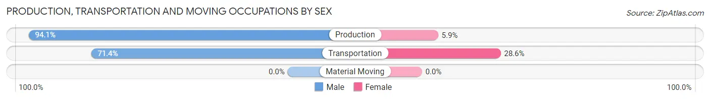 Production, Transportation and Moving Occupations by Sex in Hubbard Lake
