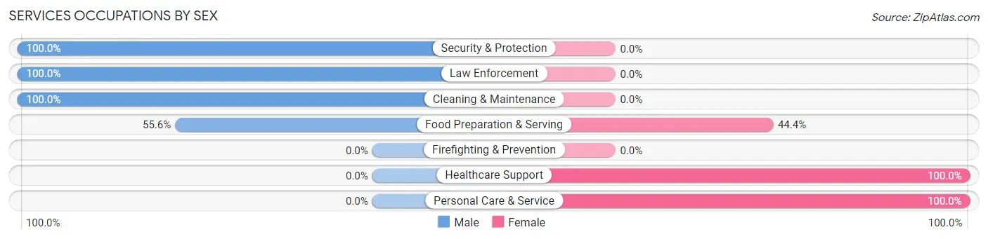 Services Occupations by Sex in Hubbardston