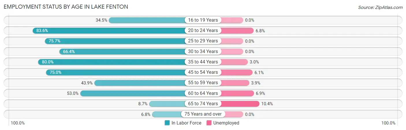 Employment Status by Age in Lake Fenton