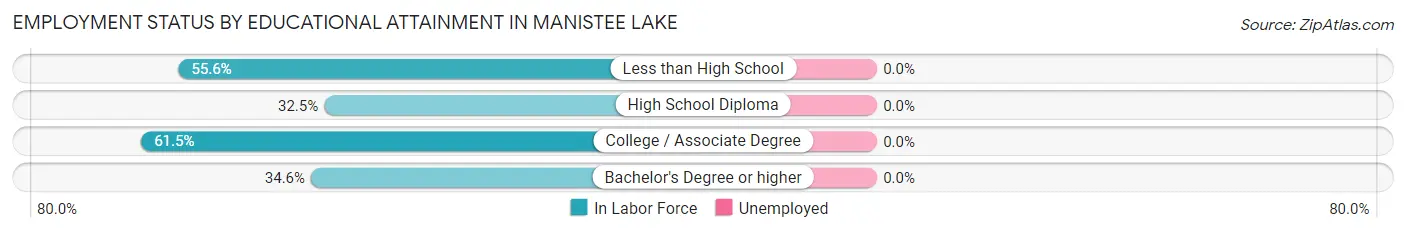 Employment Status by Educational Attainment in Manistee Lake