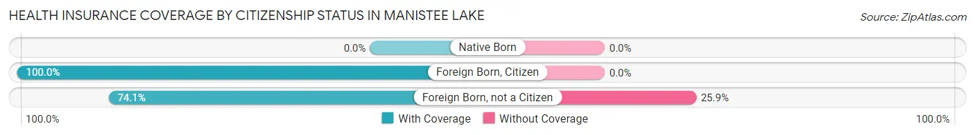 Health Insurance Coverage by Citizenship Status in Manistee Lake