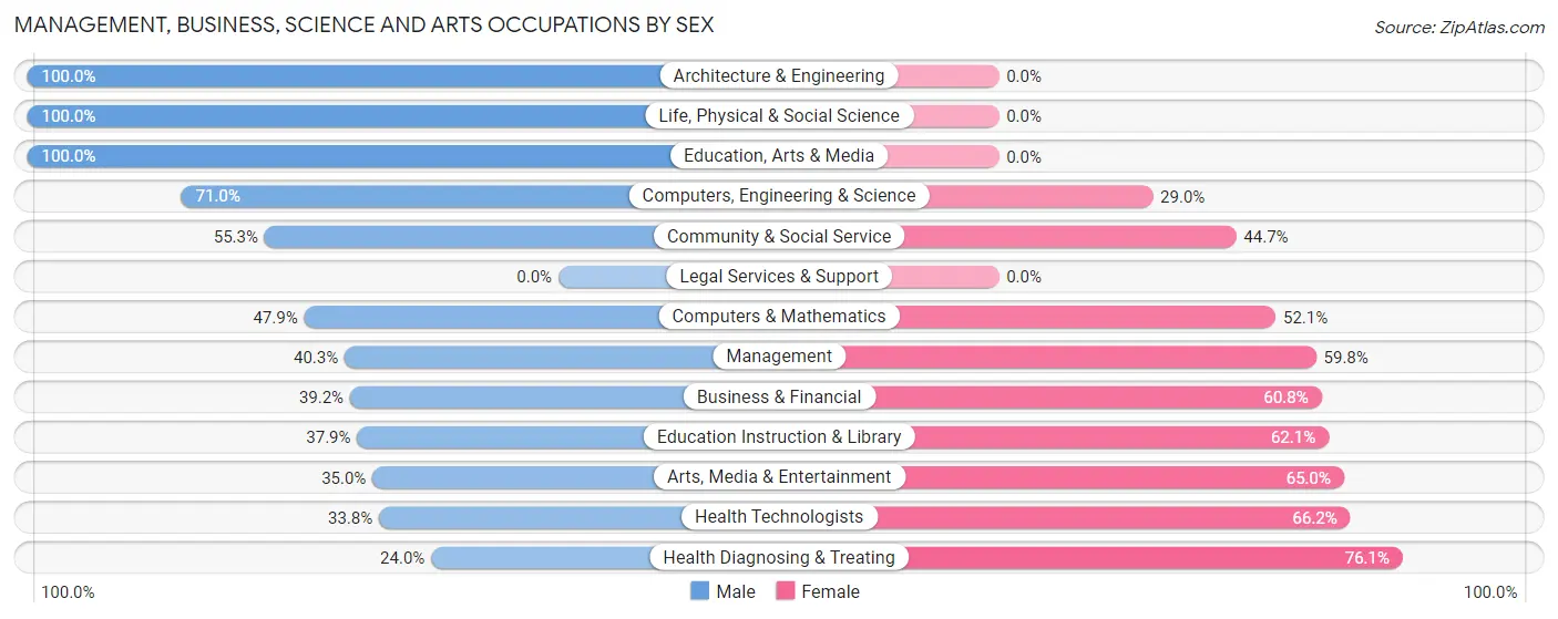 Management, Business, Science and Arts Occupations by Sex in Manistee