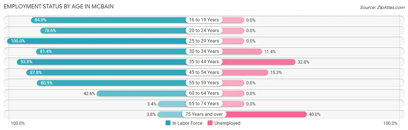 Employment Status by Age in McBain