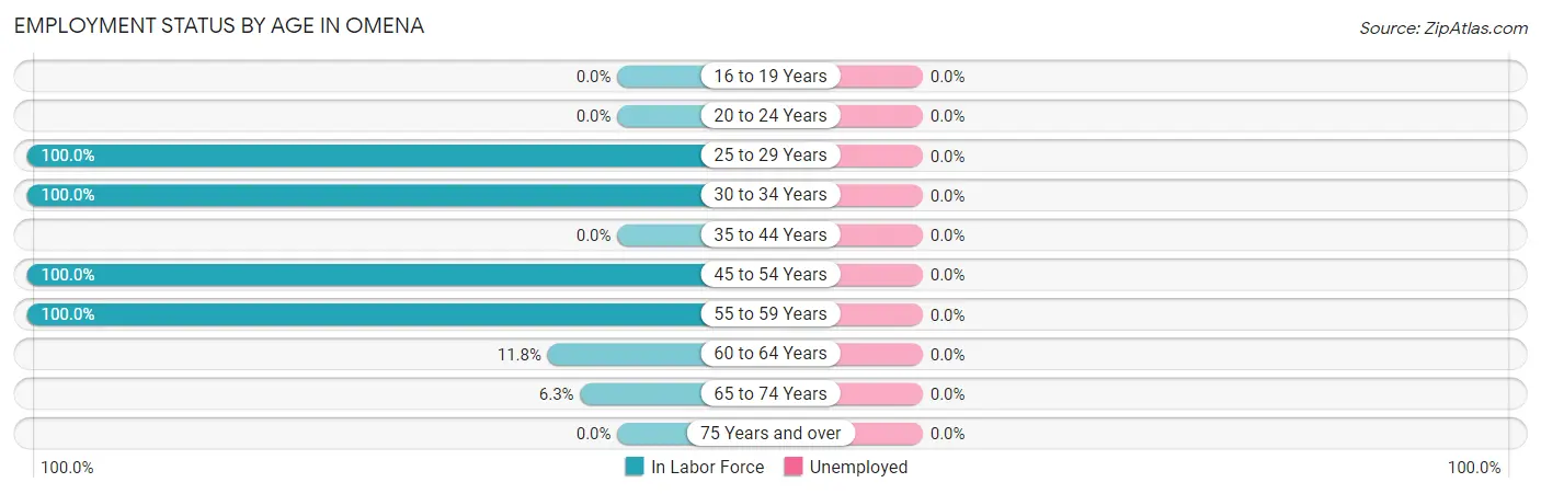 Employment Status by Age in Omena