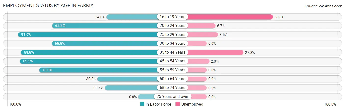 Employment Status by Age in Parma