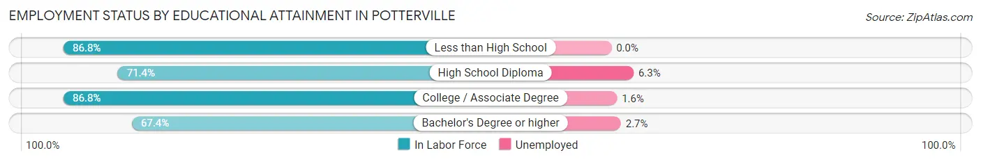 Employment Status by Educational Attainment in Potterville