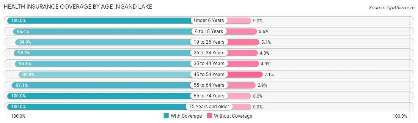Health Insurance Coverage by Age in Sand Lake