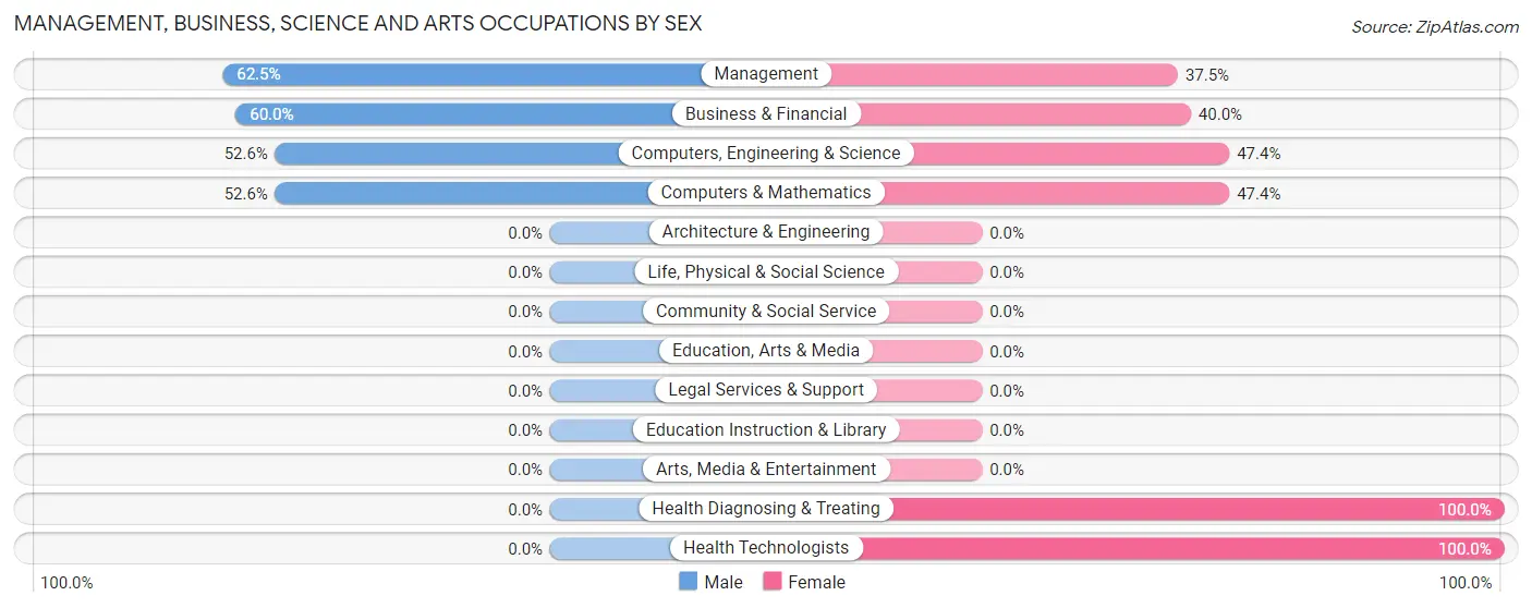 Management, Business, Science and Arts Occupations by Sex in Shaftsburg