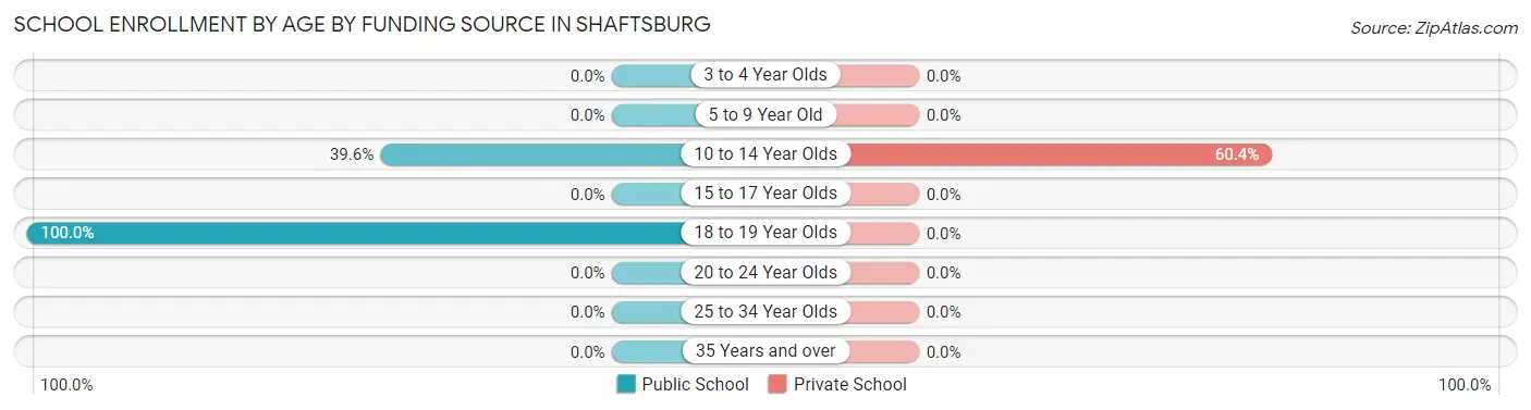 School Enrollment by Age by Funding Source in Shaftsburg
